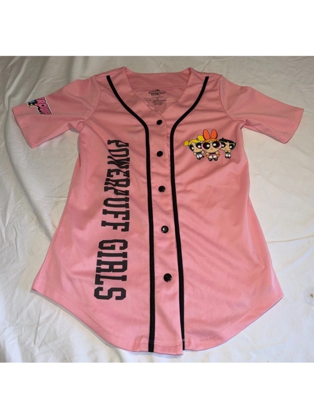 Cartoon Network Pink Powerpuff Girls Baseball Jersey Top